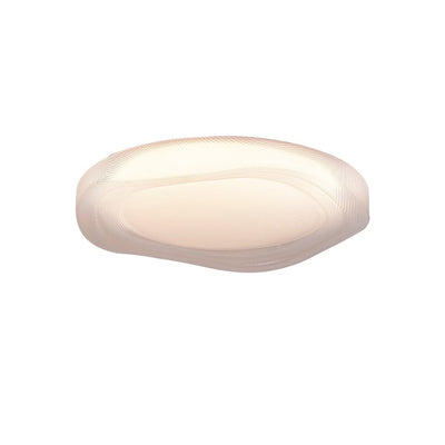 Modern Minimalist Cream-Toned Round Iron Acrylic LED Flush Mount Ceiling Light For Bedroom