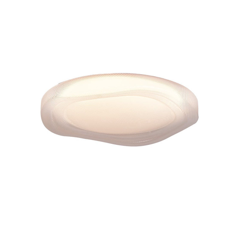 Modern Minimalist Cream-Toned Round Iron Acrylic LED Flush Mount Ceiling Light For Bedroom