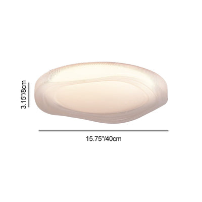 Modern Minimalist Cream-Toned Round Iron Acrylic LED Flush Mount Ceiling Light For Bedroom