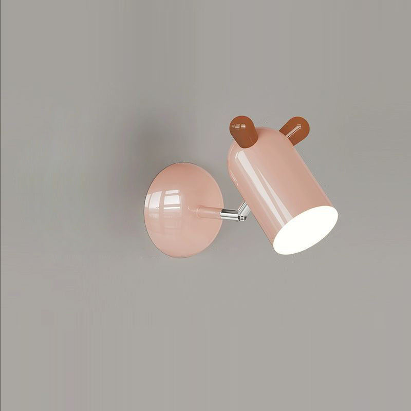 Applique murale LED en fer et acrylique avec abat-jour cylindrique mignon et minimaliste moderne pour chambre d&