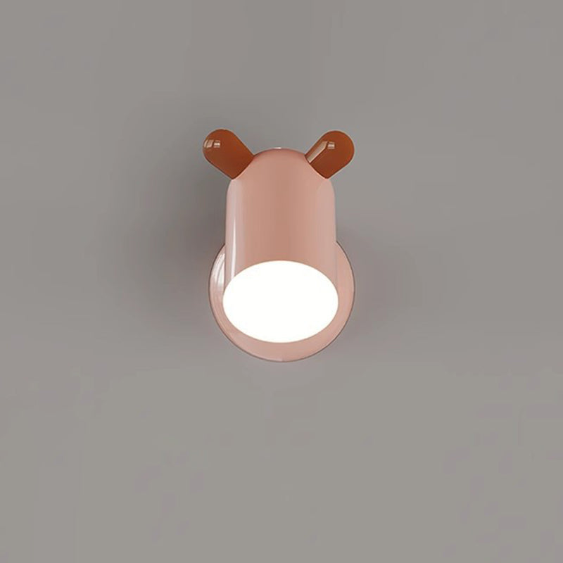 Applique murale LED en fer et acrylique avec abat-jour cylindrique mignon et minimaliste moderne pour chambre d&