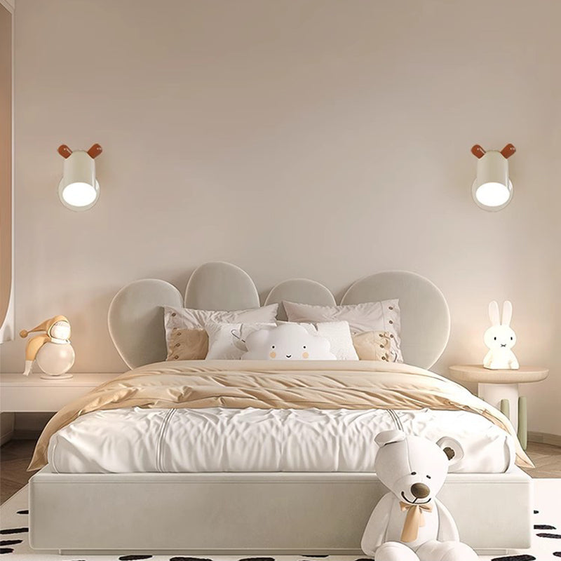 Applique murale LED en fer et acrylique avec abat-jour cylindrique mignon et minimaliste moderne pour chambre d&