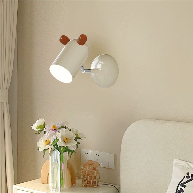 Applique murale LED en fer et acrylique avec abat-jour cylindrique mignon et minimaliste moderne pour chambre d&