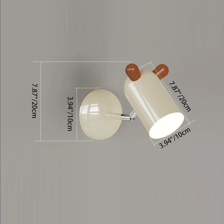 Moderna lámpara de pared LED con pantalla cilíndrica de hierro y acrílico minimalista y linda para el dormitorio de niños 