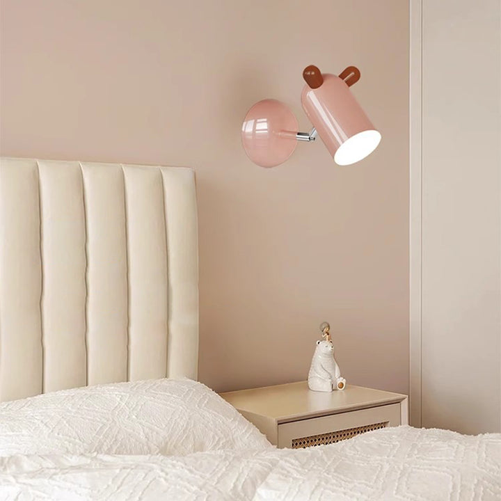 Applique murale LED en fer et acrylique avec abat-jour cylindrique mignon et minimaliste moderne pour chambre d&