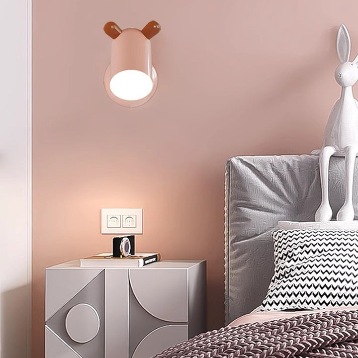 Applique murale LED en fer et acrylique avec abat-jour cylindrique mignon et minimaliste moderne pour chambre d&