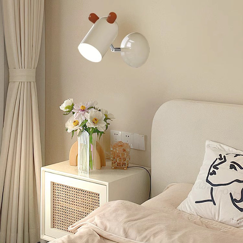 Applique murale LED en fer et acrylique avec abat-jour cylindrique mignon et minimaliste moderne pour chambre d&