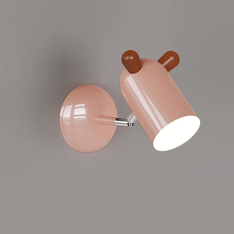 Applique murale LED en fer et acrylique avec abat-jour cylindrique mignon et minimaliste moderne pour chambre d&