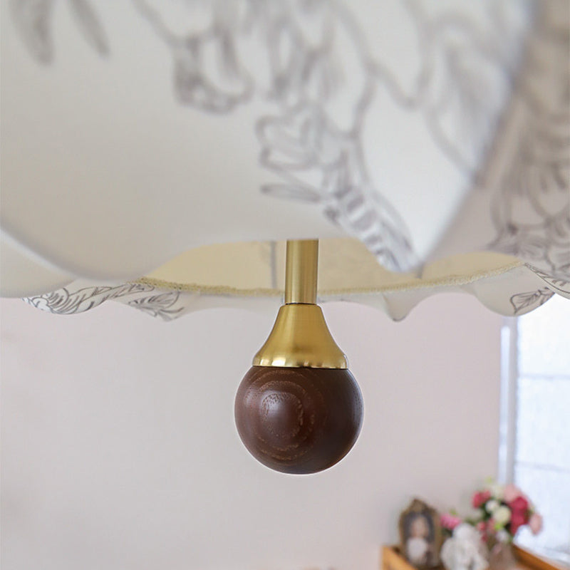 Traditionelle Vintage-Kuppel Metall Asche Holz Stoff 3/5-Licht Pendelleuchte Für Schlafzimmer 