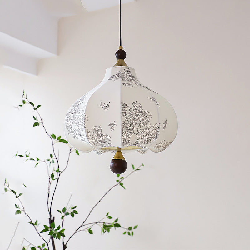 Traditionelle Vintage-Kuppel Metall Asche Holz Stoff 3/5-Licht Pendelleuchte Für Schlafzimmer 