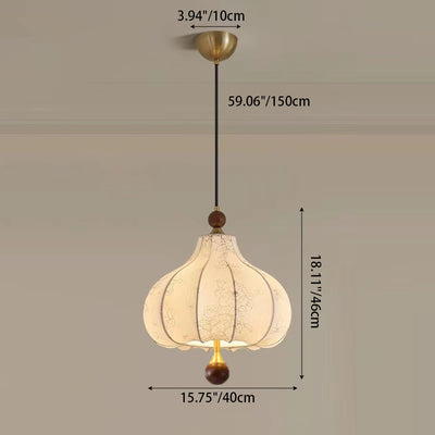 Traditionelle Vintage-Kuppel Metall Asche Holz Stoff 3/5-Licht Pendelleuchte Für Schlafzimmer 