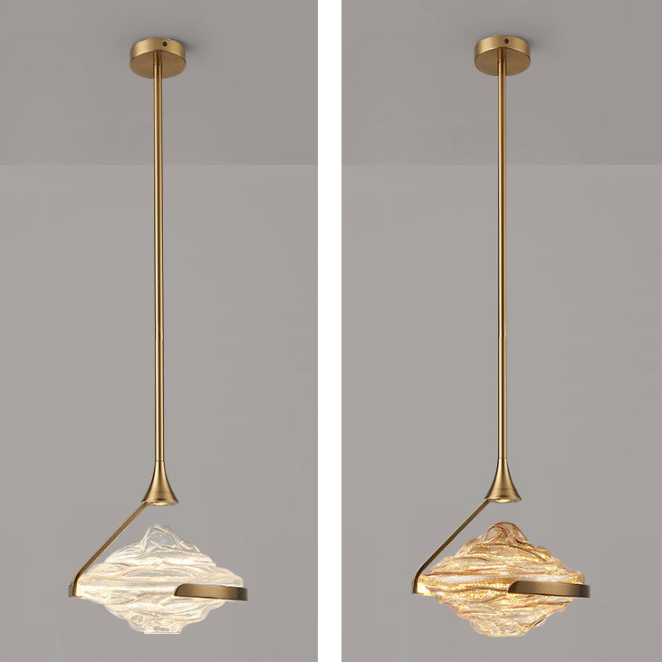 Modern Art Deco Diamond-Shaped Glass Iron LED Pendant Light For Bedroom