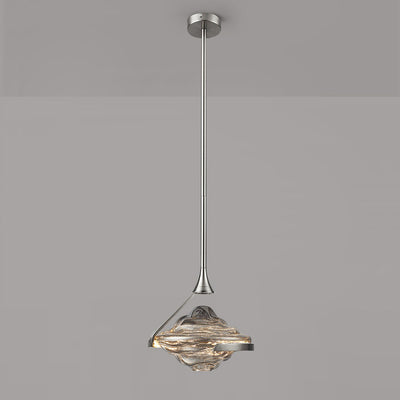 Modern Art Deco Diamond-Shaped Glass Iron LED Pendant Light For Bedroom