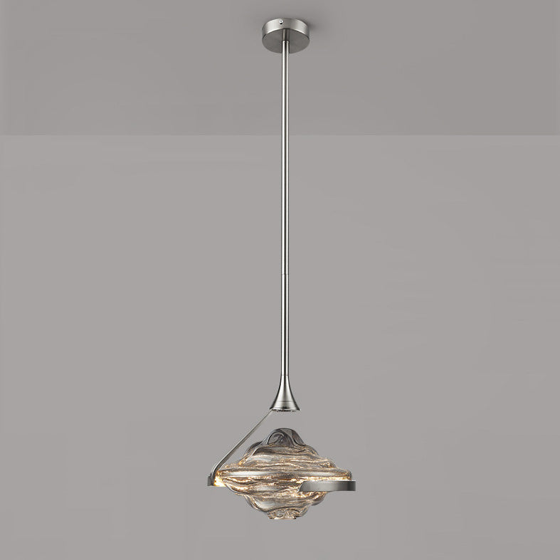 Modern Art Deco Diamond-Shaped Glass Iron LED Pendant Light For Bedroom