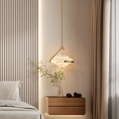 Modern Art Deco Diamond-Shaped Glass Iron LED Pendant Light For Bedroom
