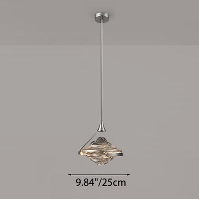 Modern Art Deco Diamond-Shaped Glass Iron LED Pendant Light For Bedroom