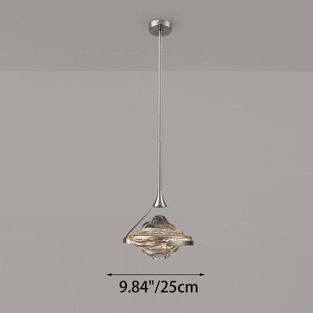 Modern Art Deco Diamond-Shaped Glass Iron LED Pendant Light For Bedroom