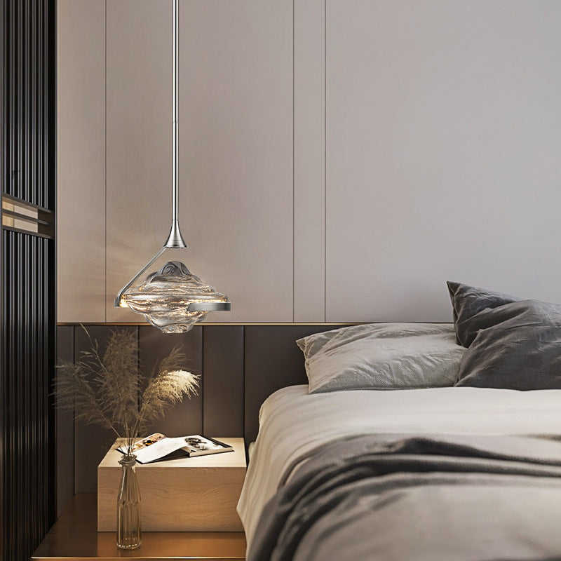 Modern Art Deco Diamond-Shaped Glass Iron LED Pendant Light For Bedroom