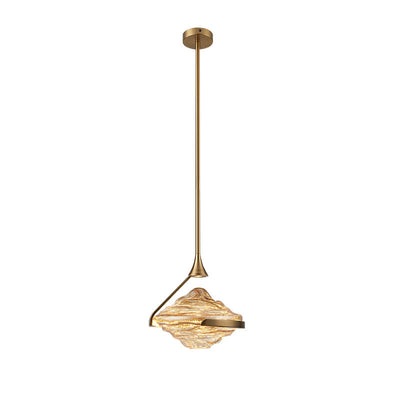 Modern Art Deco Diamond-Shaped Glass Iron LED Pendant Light For Bedroom