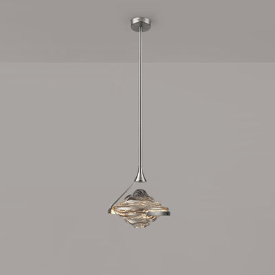 Modern Art Deco Diamond-Shaped Glass Iron LED Pendant Light For Bedroom