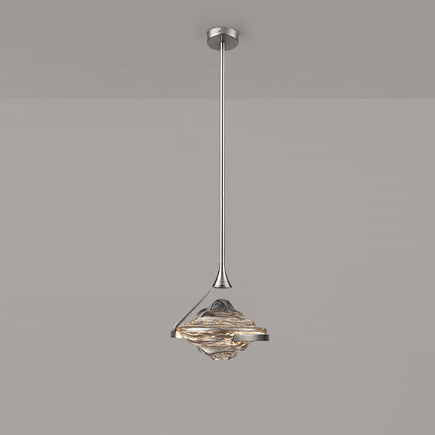 Modern Art Deco Diamond-Shaped Glass Iron LED Pendant Light For Bedroom