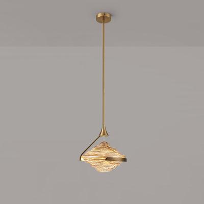 Modern Art Deco Diamond-Shaped Glass Iron LED Pendant Light For Bedroom