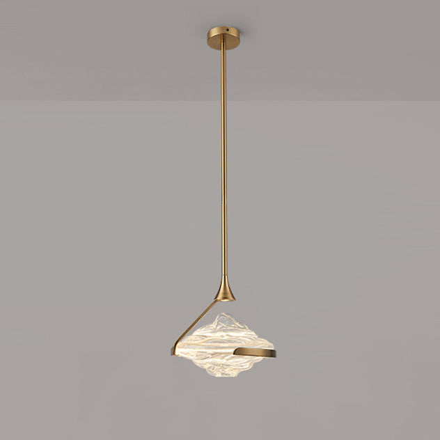 Modern Art Deco Diamond-Shaped Glass Iron LED Pendant Light For Bedroom