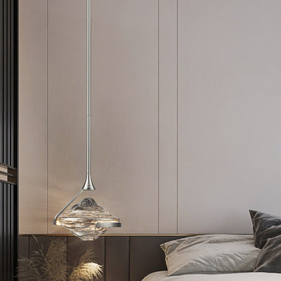 Modern Art Deco Diamond-Shaped Glass Iron LED Pendant Light For Bedroom