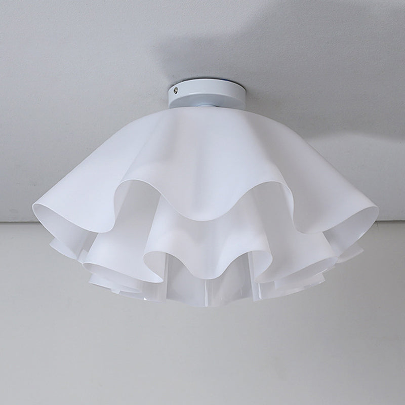 Plafonnier semi-encastré à 1 lumière en fer et acrylique en forme de fleur, moderne et minimaliste, pour chambre à coucher 