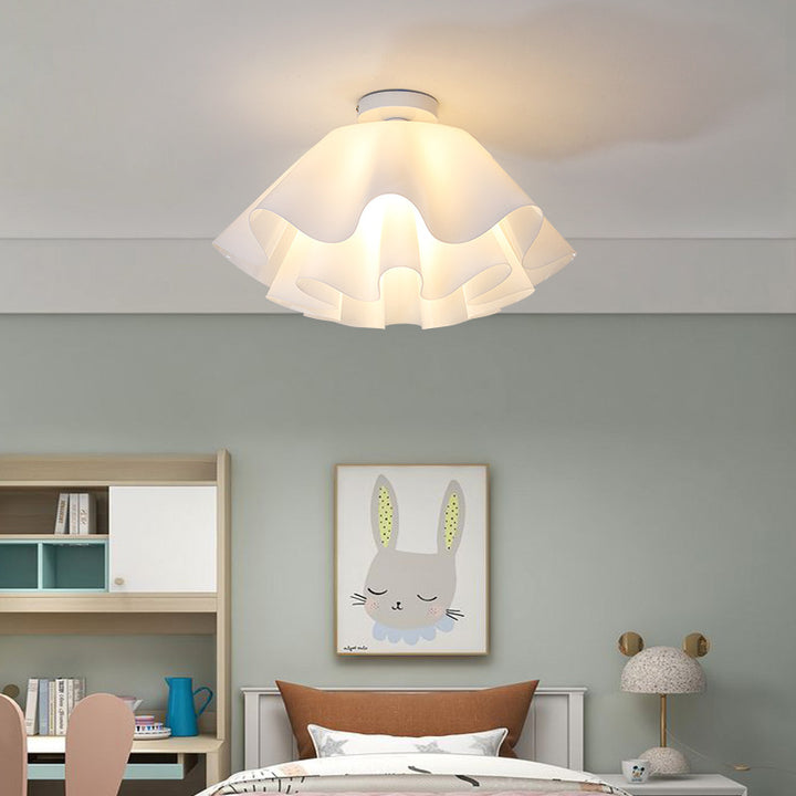 Plafonnier semi-encastré à 1 lumière en fer et acrylique en forme de fleur, moderne et minimaliste, pour chambre à coucher 