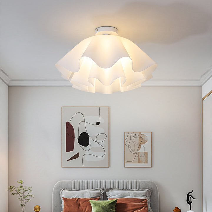 Plafonnier semi-encastré à 1 lumière en fer et acrylique en forme de fleur, moderne et minimaliste, pour chambre à coucher 