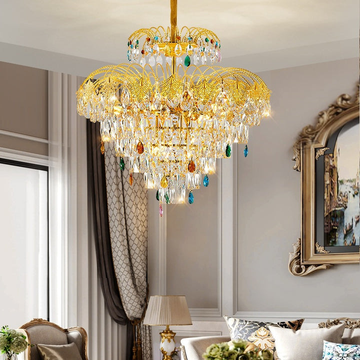 Traditional French Round Iron Crystal 3/6/8-Light Chandeliers For Living Room & Dining Room