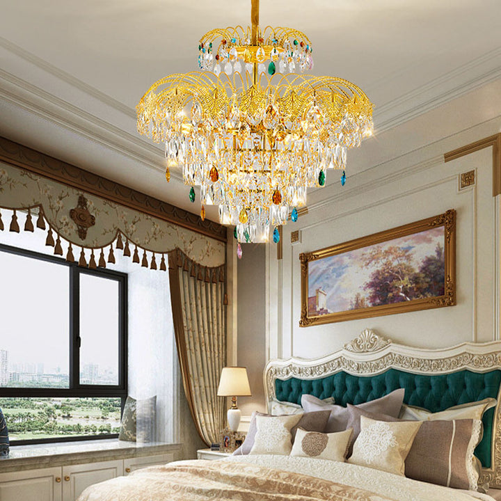 Traditional French Round Iron Crystal 3/6/8-Light Chandeliers For Living Room & Dining Room
