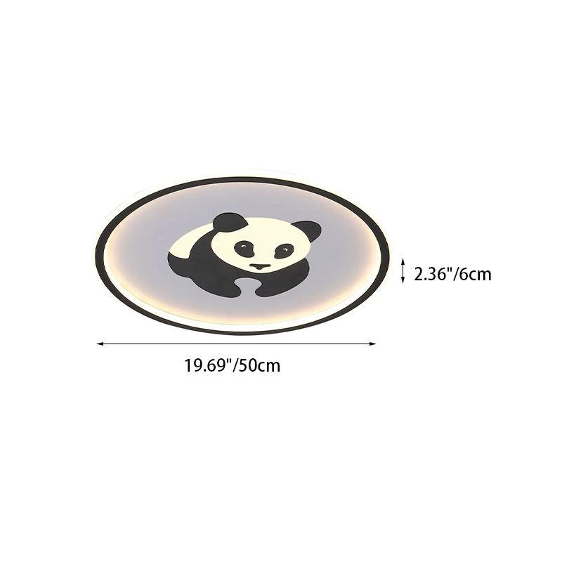 Plafonnier LED rond contemporain en fer créatif avec panda pour chambre à coucher 
