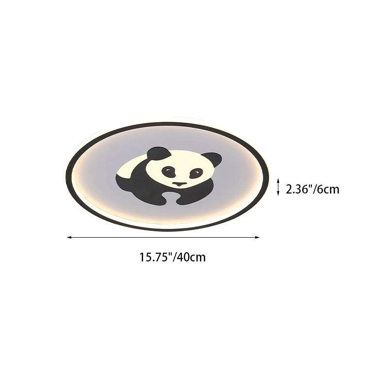 Plafonnier LED rond contemporain en fer créatif avec panda pour chambre à coucher 