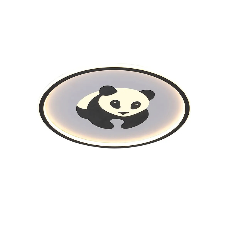 Plafonnier LED rond contemporain en fer créatif avec panda pour chambre à coucher 