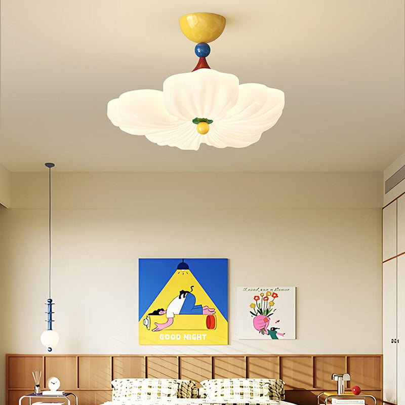 Contemporary Creative Iron PE Colorful Flower-shaped Kids LED Semi-Flush Mount Ceiling Light For Bedroom &amp; Living Room