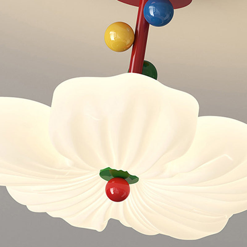 Contemporary Creative Iron PE Colorful Flower-shaped Kids LED Semi-Flush Mount Ceiling Light For Bedroom &amp; Living Room