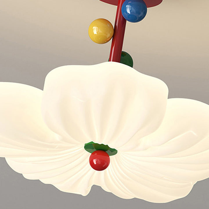 Contemporary Creative Iron PE Colorful Flower-shaped Kids LED Semi-Flush Mount Ceiling Light For Bedroom &amp; Living Room