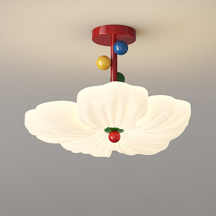 Contemporary Creative Iron PE Colorful Flower-shaped Kids LED Semi-Flush Mount Ceiling Light For Bedroom &amp; Living Room