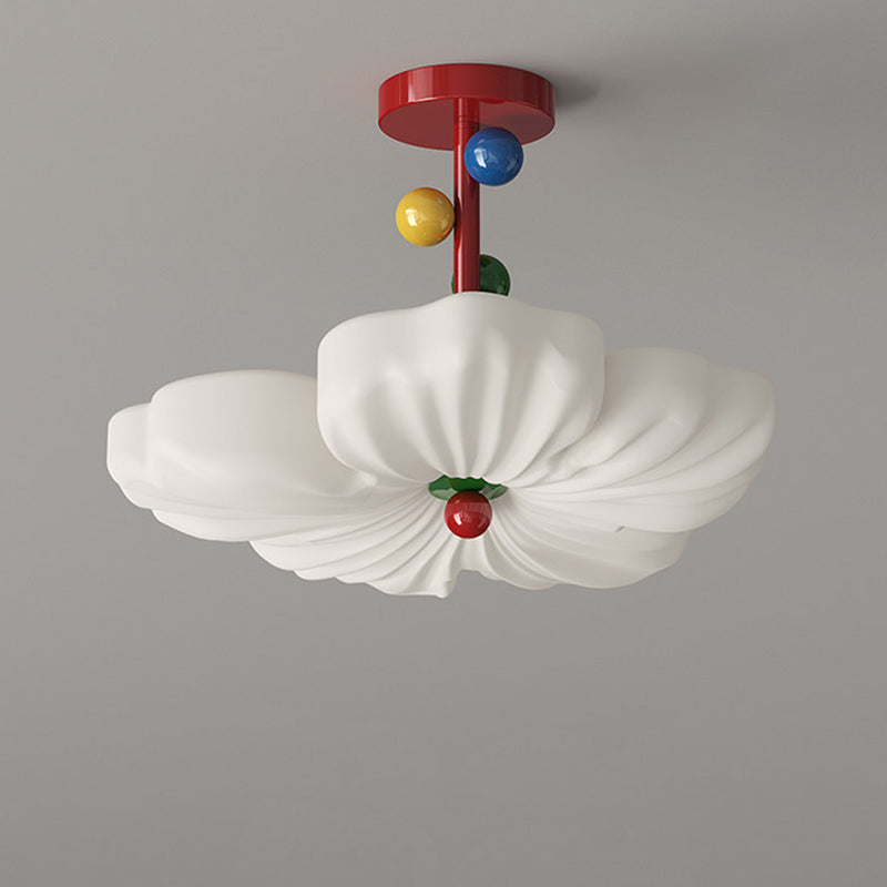 Contemporary Creative Iron PE Colorful Flower-shaped Kids LED Semi-Flush Mount Ceiling Light For Bedroom &amp; Living Room