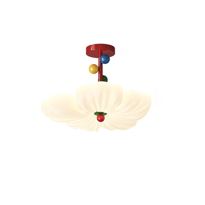 Contemporary Creative Iron PE Colorful Flower-shaped Kids LED Semi-Flush Mount Ceiling Light For Bedroom &amp; Living Room