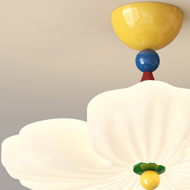 Contemporary Creative Iron PE Colorful Flower-shaped Kids LED Semi-Flush Mount Ceiling Light For Bedroom &amp; Living Room