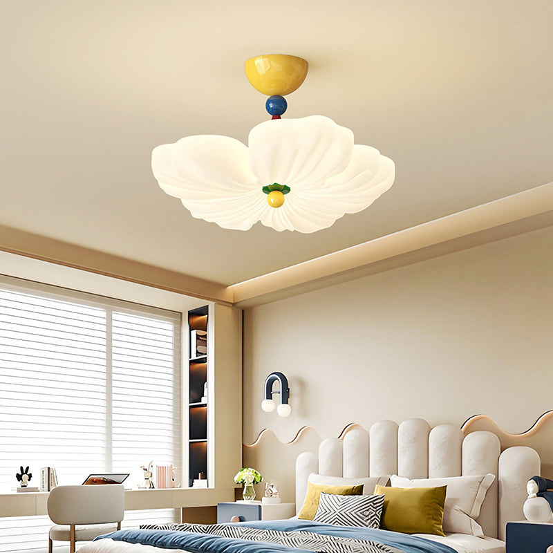 Contemporary Creative Iron PE Colorful Flower-shaped Kids LED Semi-Flush Mount Ceiling Light For Bedroom &amp; Living Room