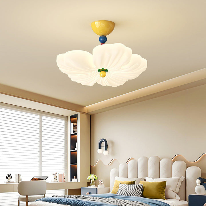 Contemporary Creative Iron PE Colorful Flower-shaped Kids LED Semi-Flush Mount Ceiling Light For Bedroom &amp; Living Room