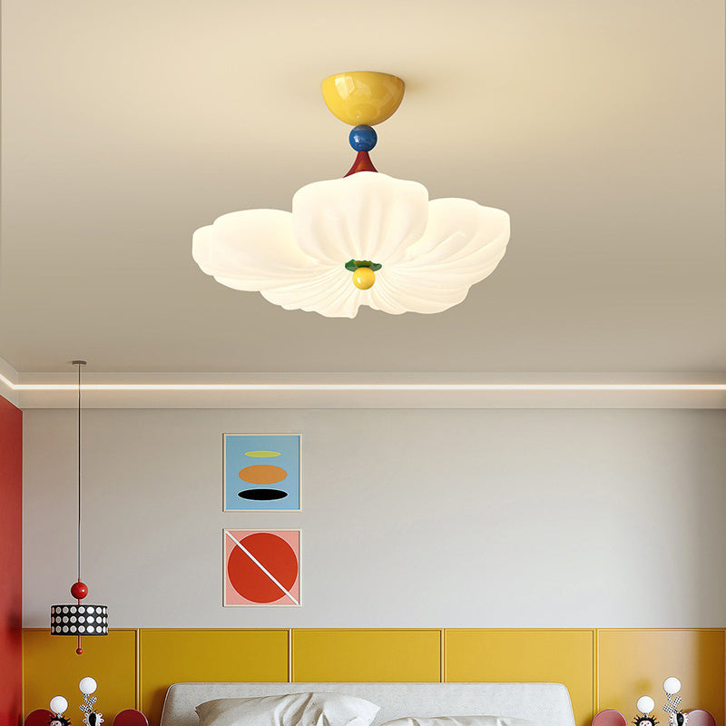 Contemporary Creative Iron PE Colorful Flower-shaped Kids LED Semi-Flush Mount Ceiling Light For Bedroom &amp; Living Room