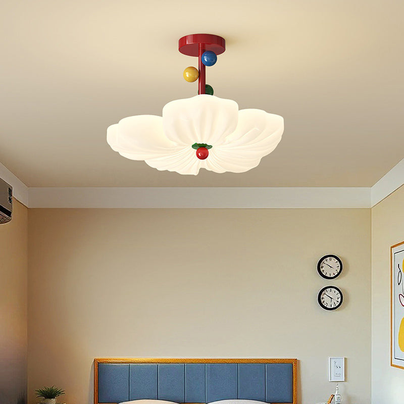 Contemporary Creative Iron PE Colorful Flower-shaped Kids LED Semi-Flush Mount Ceiling Light For Bedroom &amp; Living Room