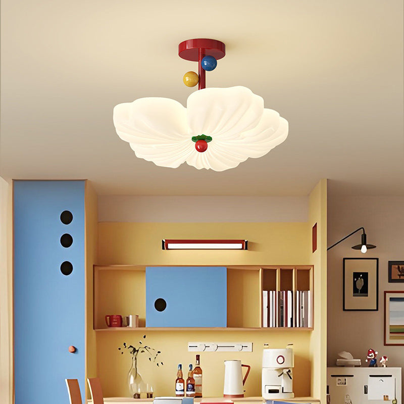 Contemporary Creative Iron PE Colorful Flower-shaped Kids LED Semi-Flush Mount Ceiling Light For Bedroom &amp; Living Room