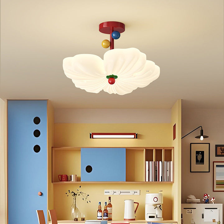 Contemporary Creative Iron PE Colorful Flower-shaped Kids LED Semi-Flush Mount Ceiling Light For Bedroom & Living Room