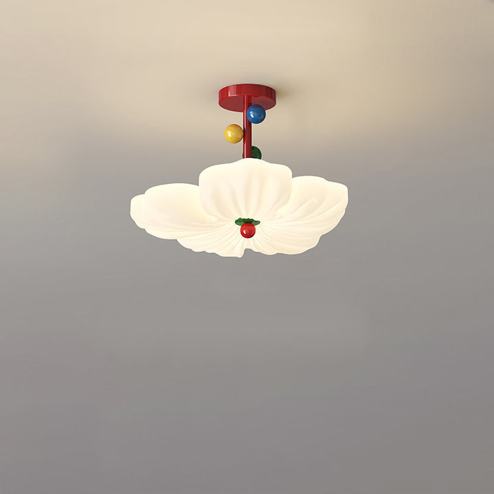 Contemporary Creative Iron PE Colorful Flower-shaped Kids LED Semi-Flush Mount Ceiling Light For Bedroom &amp; Living Room